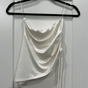 Asymmetrical Strapless White Top